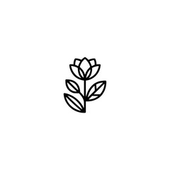 Minimalist Black Flower Logo on White Background