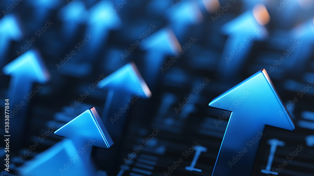 Aufkleber blue arrows pointing upwards symbolizing growth or progress in business performance