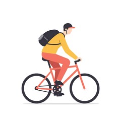 Naklejka premium Person riding a bicycle in a minimalist style 