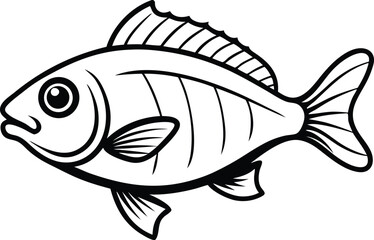 Buffer Fish Line art Design with white background