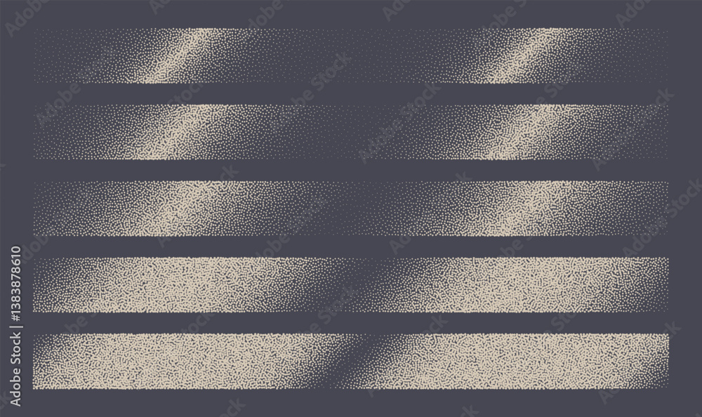 Poster various stipple diagonal gradients vector design elements set abstract background. dot work style te