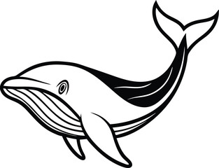Obraz premium Blue Whale Line art Design with white background