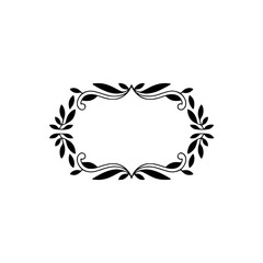 Elegant Black Leaf Frame on Cream Background: Invitation Design Element