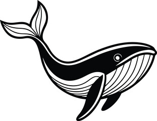 Blue Whale Line art Design with white background