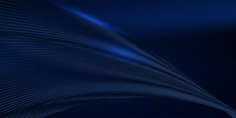 Abstract luxury glowing lines curved overlapping on dark blue background. Template premium award design.eps10