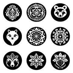 Obraz premium Collection of Badgers mandala vector design, Badgers illustration art