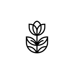 Minimalist Floral Line Art Logo on White Background
