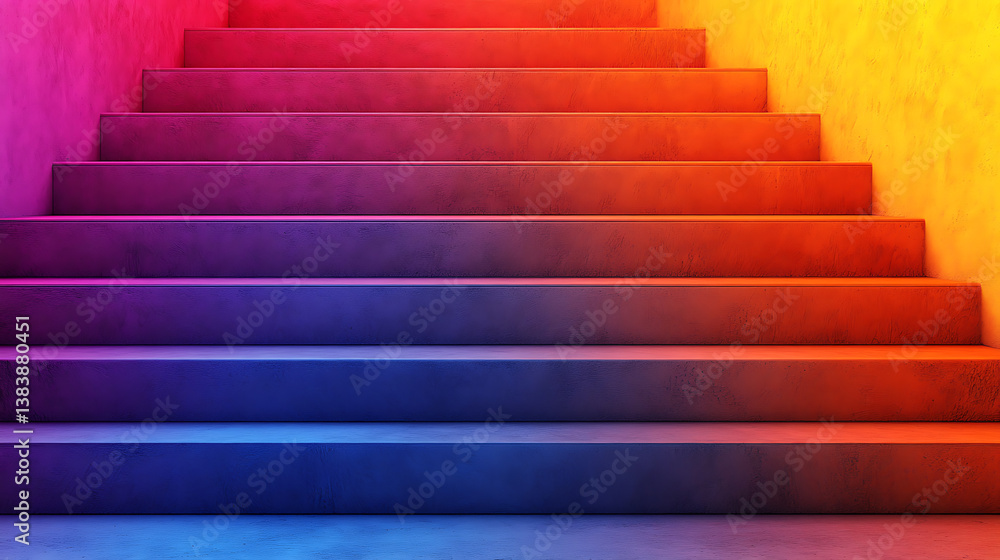 Poster bright product display podium background made from coloured steps