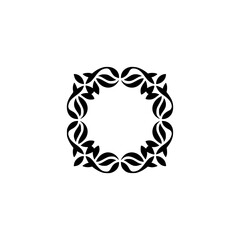 Elegant Black Floral Frame on Off-White Background