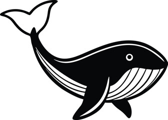 Blue Whale Line art Design with white background