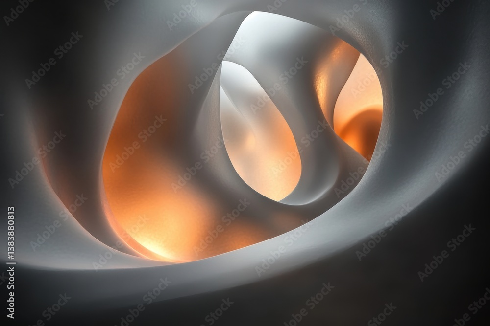 Aufkleber abstract shapes with warm light and smooth curves in a modern design environment