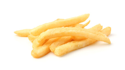 Many delicious French fries isolated on white
