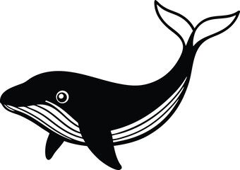 Blue Whale Line art Design with white background