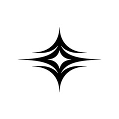 Fototapeta premium Abstract Starburst Logo, Minimalist Black Shape on White Background