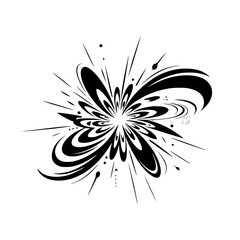 Abstract Floral Burst: Black & White Vector Design