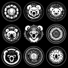 Collection of Koalas mandala vector design, Koalas illustration art