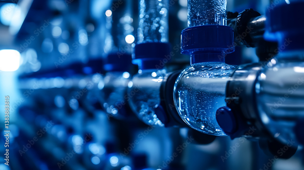 Aufkleber close-up of a reverse osmosis unit filtering water, showcasing the intricate filtration process and 