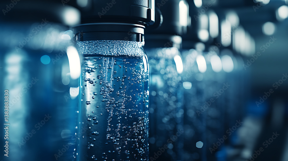 Aufkleber close-up of a reverse osmosis unit filtering water, showcasing the intricate filtration process and 