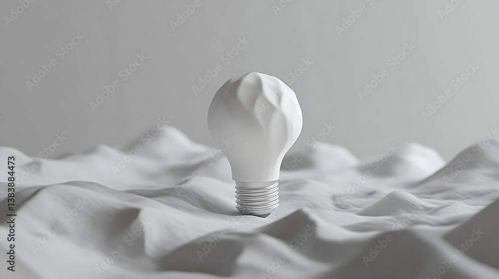 Aufkleber Close-up of white lightbulb on grey background with copy space
