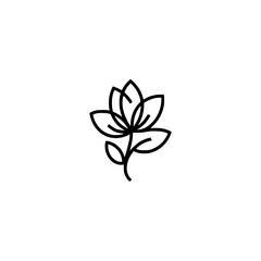 Minimalist Flower Icon, Line Art, Elegant Design Element