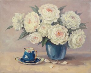 delicate bouquet of white peonies