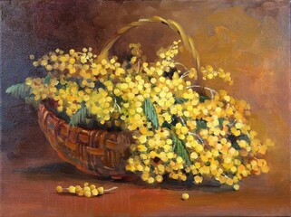 a basket filled with bright yellow mimosas
