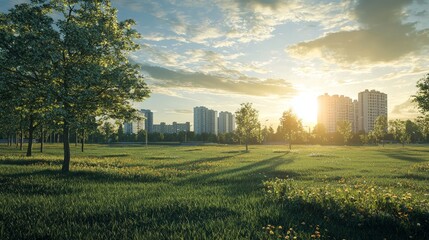 Sunset Serenity: Urban Oasis at Golden Hour