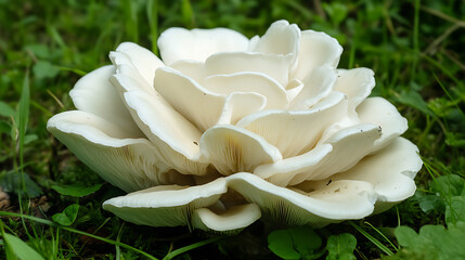 Close up of pleurotus ostreatus mushroom in the garden