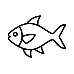 Obraz premium lemon tetra fish vector icon, simple black outline line icon of lemon tetra fish, aquarium fish vector line art icon