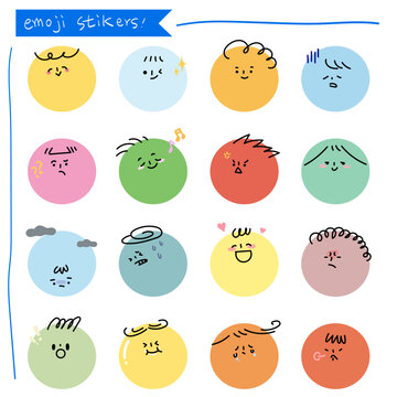 colorful emoji stikers set