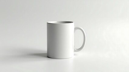 Fototapeta premium High-Resolution White Mug Mockup on Solid Background – Realistic 3D Lighting for Custom Design and Branding Presentation
