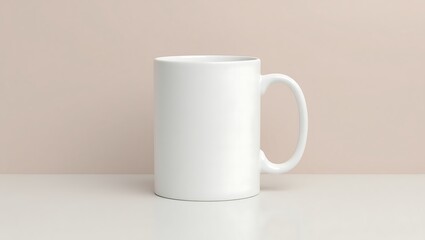 Obraz premium High-Resolution White Mug Mockup on Solid Background – Realistic 3D Lighting for Custom Design and Branding Presentation
