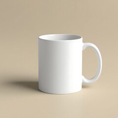Obraz premium High-Resolution White Mug Mockup on Solid Background – Realistic 3D Lighting for Custom Design and Branding Presentation