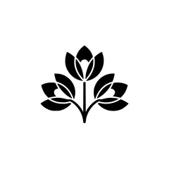 Minimalist Black Floral Emblem on White Background
