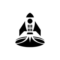 Minimalist Rocket Ship Logo on White Background
