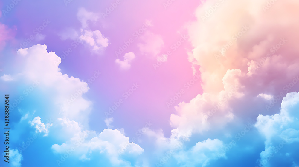 Poster colourful abstract cloud background in a painted style, imagination and creativity fantasy backdrop