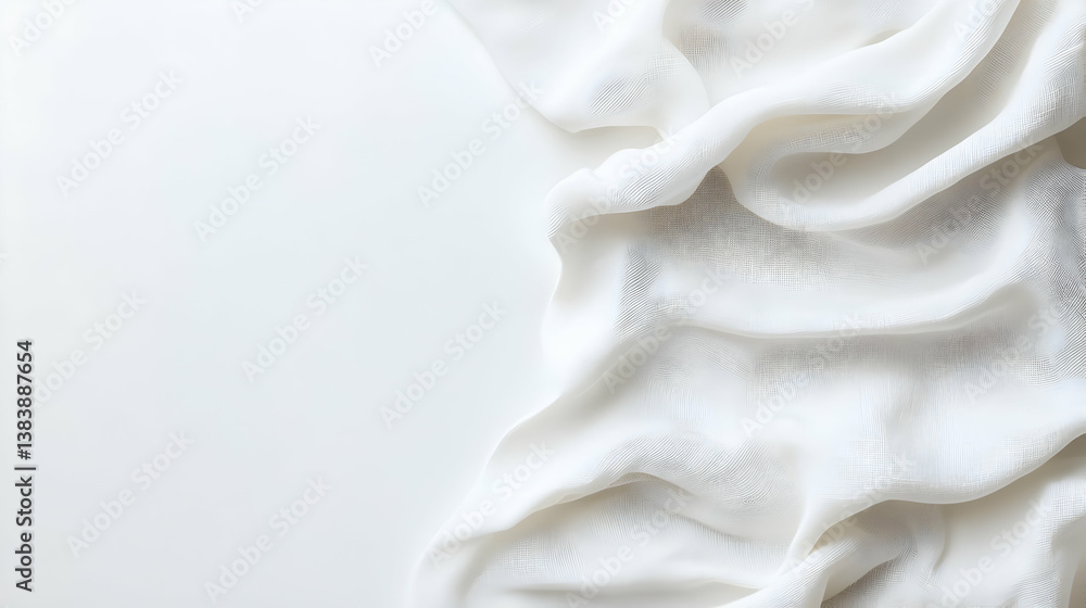 Poster white fabric drape with subtle pattern on white background