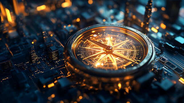 Compass digital, business strategic explorer, vision crisis, mission path, creative agency, digital strategy, market decision, achievement strategy, financial stock, company vision concepts