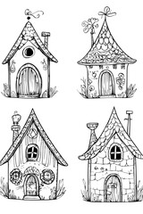 Fototapeta premium Collection of Barns coloring book vector designs, Barns vector graphic