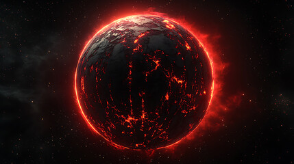 Connected network world lightworld sphere sphere with red light from the star