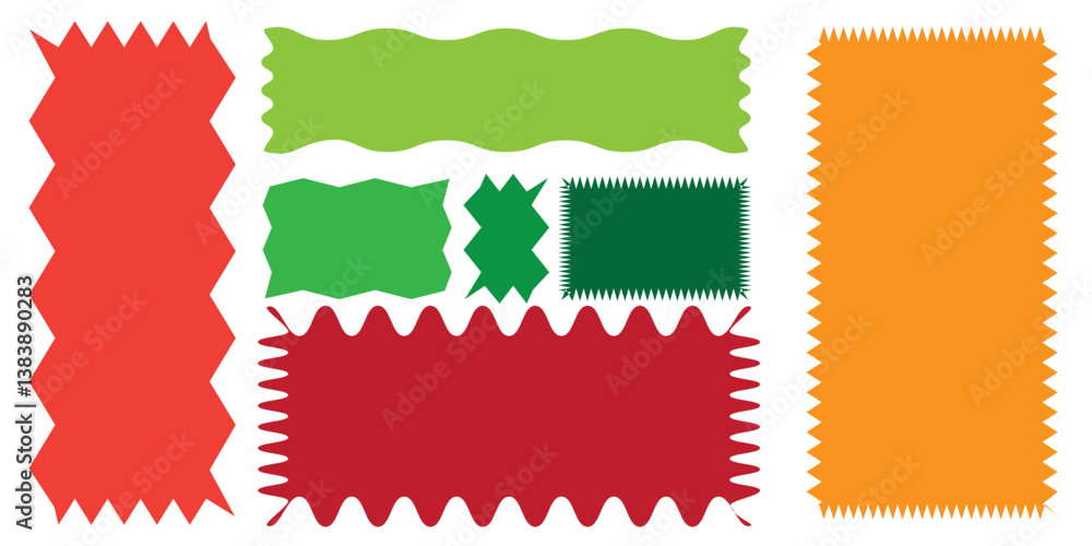 Fototapete wavy edge frame or shap. set of frames in shape of squares and rectangles of various sizes with zigz