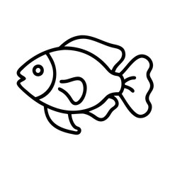 oscar fish vector icon, simple black outline line icon of oscar fish, aquarium fish vector line art icon