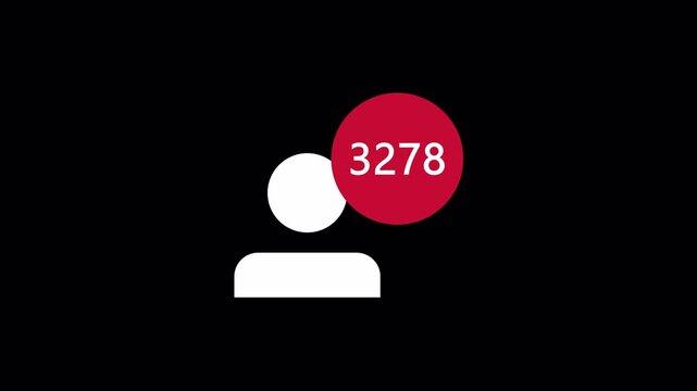 Social media friend request animation, new follower notification animation, social network app sign animated flat item on transparent background, 4k alpha channel