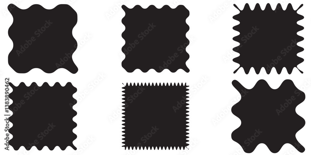Fototapete set of frames with zigzag edge shapes. set of jagged scallop and zigzag edges elements. rectangle sh