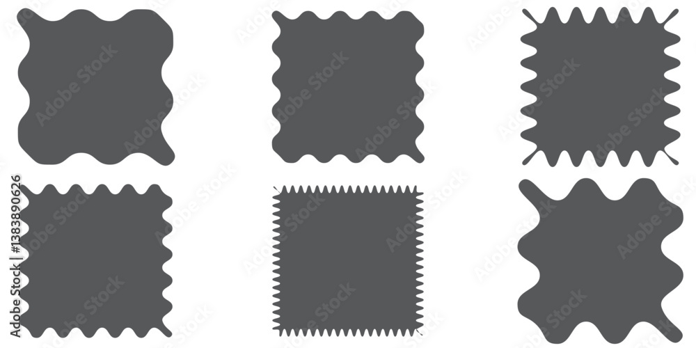 Fototapete set of frames with zigzag edge shapes. set of jagged scallop and zigzag edges elements. rectangle sh