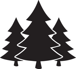 Obraz premium Three Pine Trees Silhouette - Evergreen Forest Icon