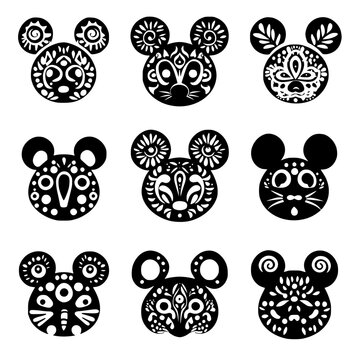 Collection of Mice mandala vector design, Mice vector graphic