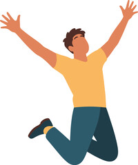 Flat Vector of Happy Jumping Man