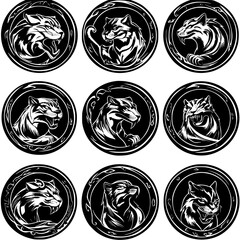 Obraz premium Collection of Panthers mandala vector design, Panthers vector graphic