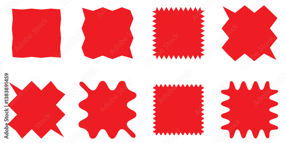 Fototapete wavy edge frame or shap. set of frames in shape of squares and rectangles of various sizes with zigz